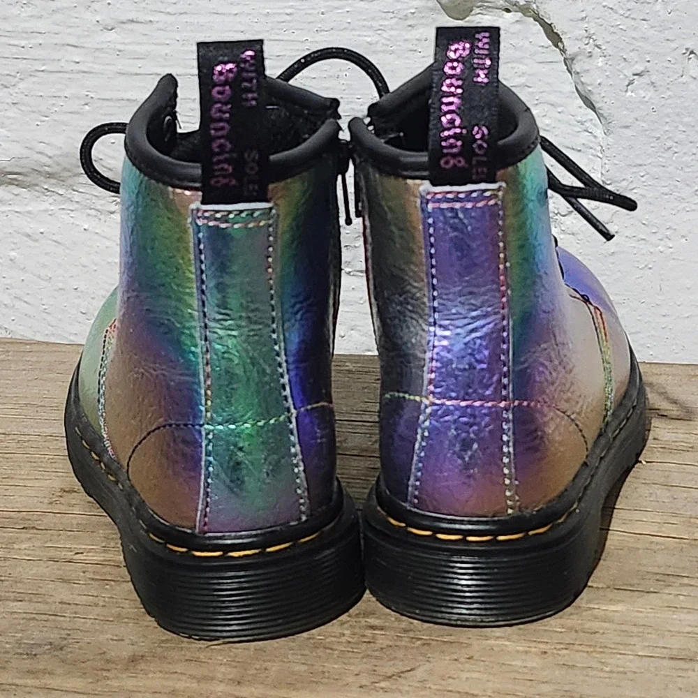 Dr. Martens 1460 T Kids Iridescent Rainbow Metallic Combat Boots Size 9 US